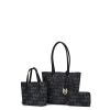 MKF Collection Women's Lady Tote, Mini Tote and Wallet Handbag Set, 3-Piece, Black