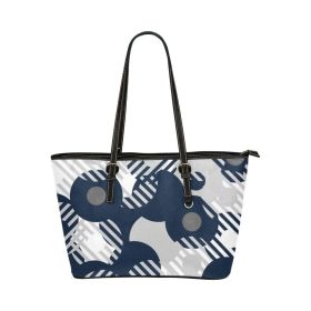 Large Leather Tote Shoulder Bag - Blue And Grey B6008794