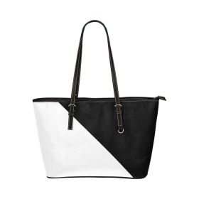 Large Leather Tote Shoulder Bag - Black And White B6008399