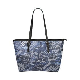 Large Leather Tote Shoulder Bag - Blue And Grey Senior Pattern B3558190