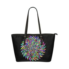 Large Leather Tote Shoulder Bag - Black And Wheel Handbag