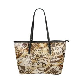 Large Leather Tote Shoulder Bag - Beige And Brown Senior Class Pattern B3558185