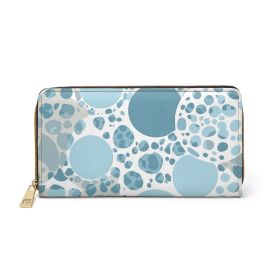 Blue And White Circular Spotted Illustration Womens Zipper Wallet Clutch Purse