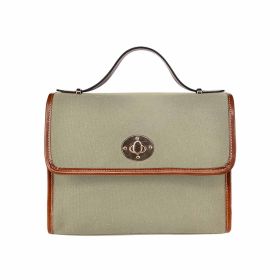 Canvas Handbag - Dark Sage Green Bag / Brown Crossbody Strap