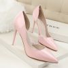 Women Pumps; Simple fashion high heels; stilettos; sexy patent pointed shoes; hollow slim high heels.
