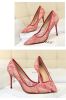 Women Pumps; Sexy heels; women's shoes; stiletto heels; pointed toe heels; mesh cutout lace trims
